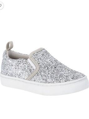 Wonder Nation Glitter Silver Toddler Slip-On Sneakers Size 9T NWT